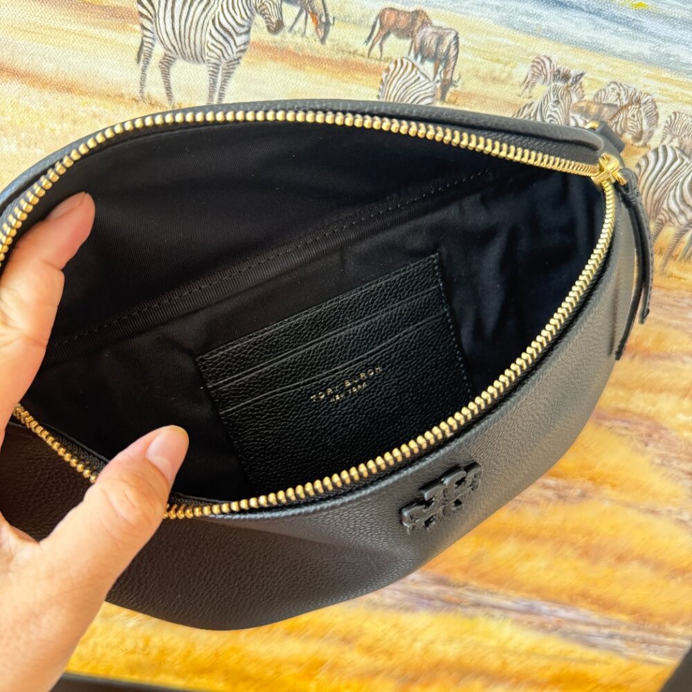 Best Price‼️Tory Burch Thea Belt Bag 165917 Pebbled Leather Black $395 - Picture 3 of 9